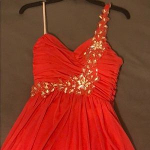 B.smart coral prom dress.